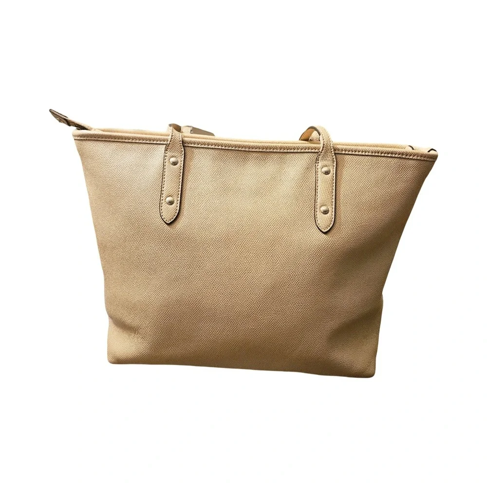 Coach City Zip Tote Beige Crossgrain‎ Leather Shoulder Bag F57522